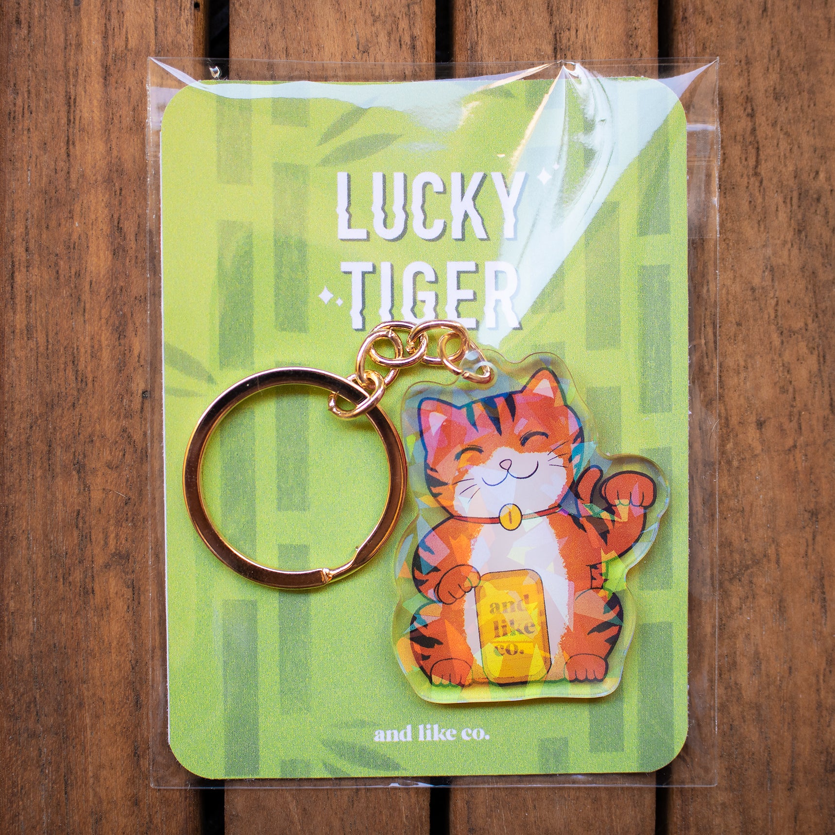 Personality National Tide Tiger Lucky Cat Keychain Leather Cord